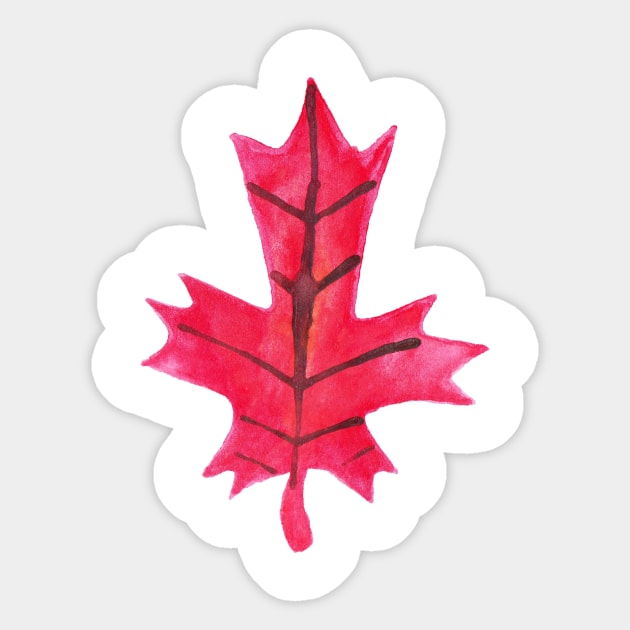 Red Oak Leaf Watercolor Sticker by saradaboru